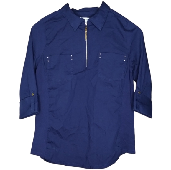 -440 Emily Daniel's blouse with pockets 3/4 sleeve top pullover women size S - Picture 1 of 9